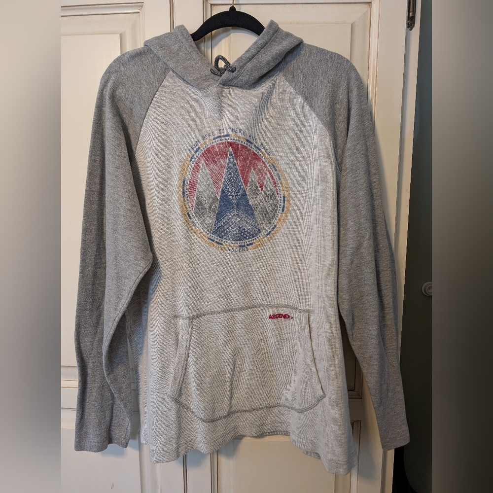 Ascend Men's Two-Tone Gray Pullover Hoodie with Mountain Logo Emblem
